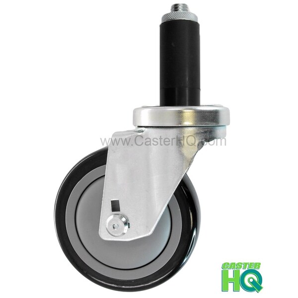 4"x1-1/4" Swivel Caster, Black Polyurethane on Polyolefin Wheel, 1